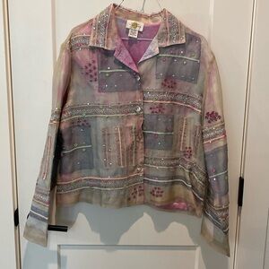 Sandy Starkman Ladies Dressy Jacket.  100%‎ Silk.  Buttons Down Front.